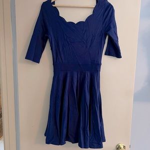 Navy scalloped skater dress